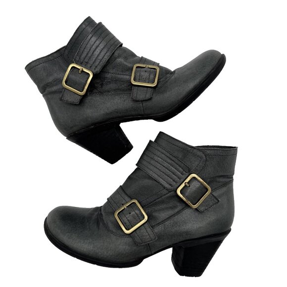 Miz Mooz Shoes - MIZ MOOZ Size 8 Gray Women Evan Leather Zippered Ankle Boots Booties